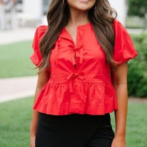 NWT These Three bow blouse